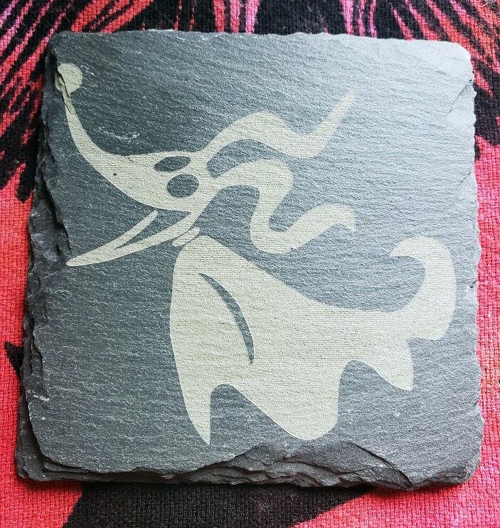 Engraved Nightmare Before Christmas Gray Slate Coaster, Engraved Stone Drink Coasters, NBC Inspired Coasters, Jack Skellington, Sally, Zero - Image 4