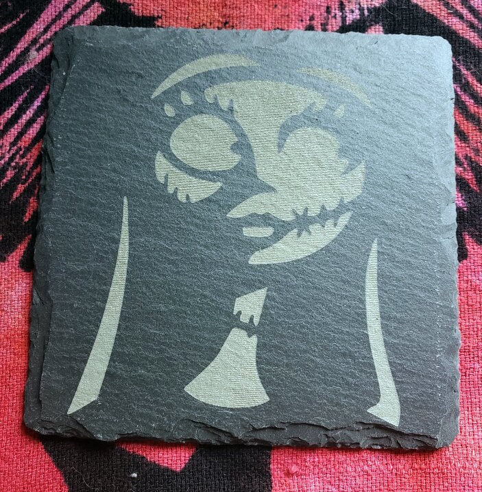 Engraved Nightmare Before Christmas Gray Slate Coaster, Engraved Stone Drink Coasters, NBC Inspired Coasters, Jack Skellington, Sally, Zero - Image 3