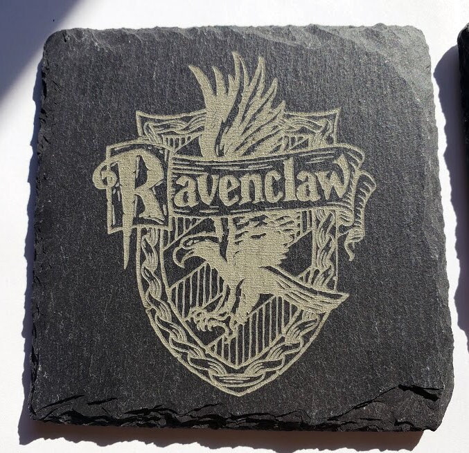 Engraved HP Gray Slate Coaster, Drink Coasters, Engraved Stone Coasters, Harry Potter Inspired Coasters, House Coasters - Image 2