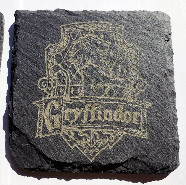 Engraved HP Gray Slate Coaster, Drink Coasters, Engraved Stone Coasters, Harry Potter Inspired Coasters, House Coasters - Image 3