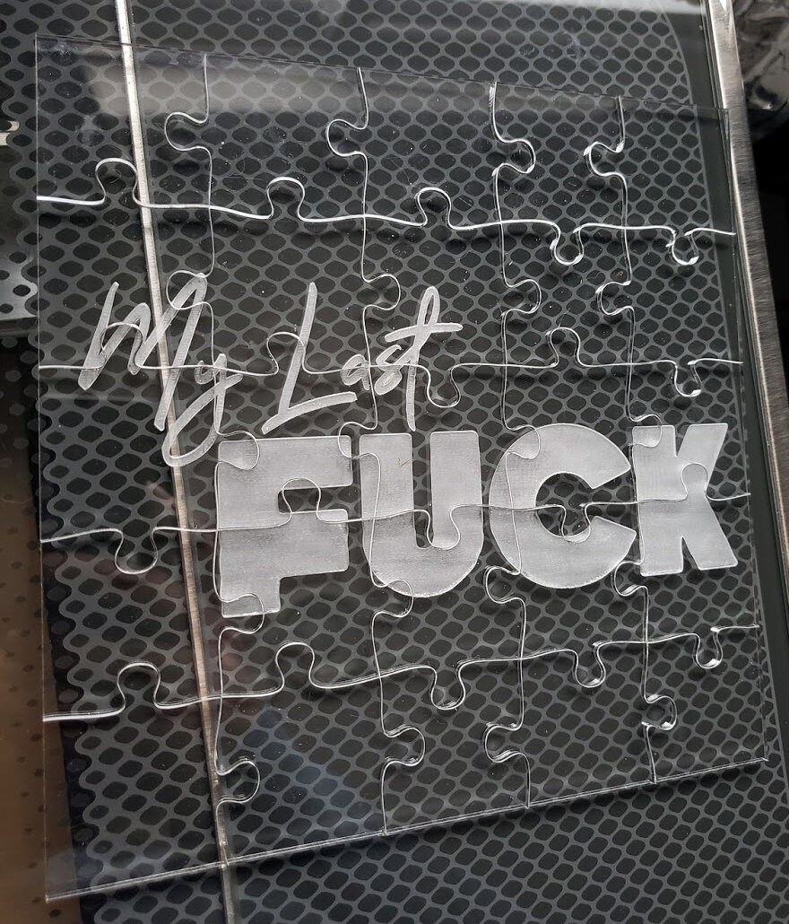 My Last Fuck Clear Puzzle, F*ck Gag Gift, Acrylic Christmas Present, Adult Holiday Gift, Stocking Stuffing, Year 2020 Quarantine, Bad Words - Image 2