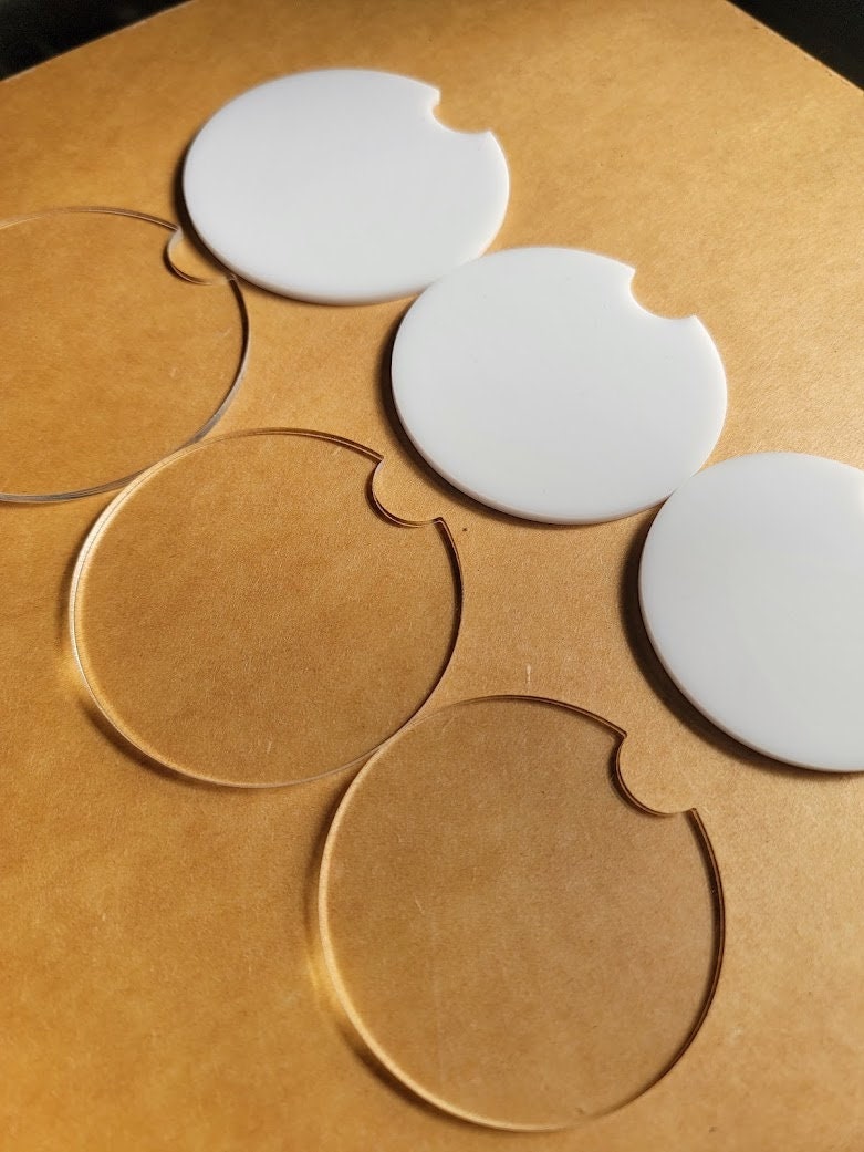 Wholesale Acrylic Car Coaster Blank, White Sublimate Coaster Blank, Clear Acrylic Crafter, 3 Car Coaster Size, Sublimation Car Drink Coaster