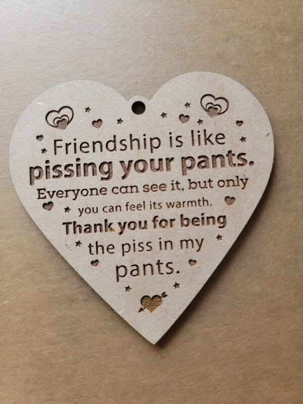 Friendship Pissing Your Pants Christmas Ornament, Funny Valentine Present, Pissing Pants Gag Gift, Christmas Heart Decoration, Holiday Gift - Image 9