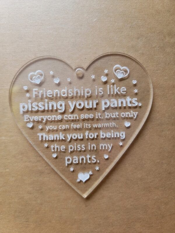 Friendship Pissing Your Pants Christmas Ornament, Funny Valentine Present, Pissing Pants Gag Gift, Christmas Heart Decoration, Holiday Gift - Image 7