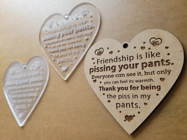 Friendship Pissing Your Pants Christmas Ornament, Funny Valentine Present, Pissing Pants Gag Gift, Christmas Heart Decoration, Holiday Gift