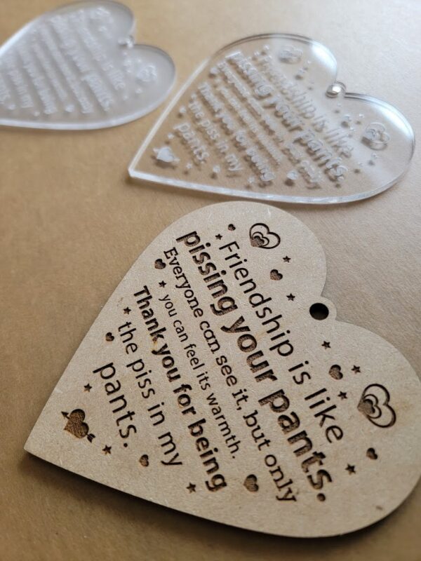 Friendship Pissing Your Pants Christmas Ornament, Funny Valentine Present, Pissing Pants Gag Gift, Christmas Heart Decoration, Holiday Gift - Image 5