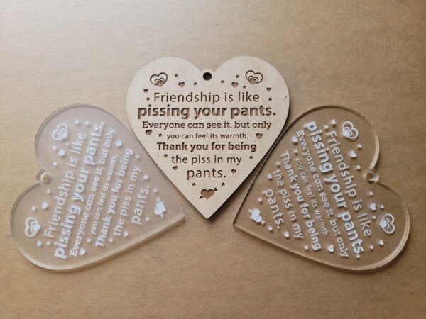 Friendship Pissing Your Pants Christmas Ornament, Funny Valentine Present, Pissing Pants Gag Gift, Christmas Heart Decoration, Holiday Gift - Image 4