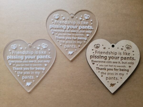 Friendship Pissing Your Pants Christmas Ornament, Funny Valentine Present, Pissing Pants Gag Gift, Christmas Heart Decoration, Holiday Gift - Image 2