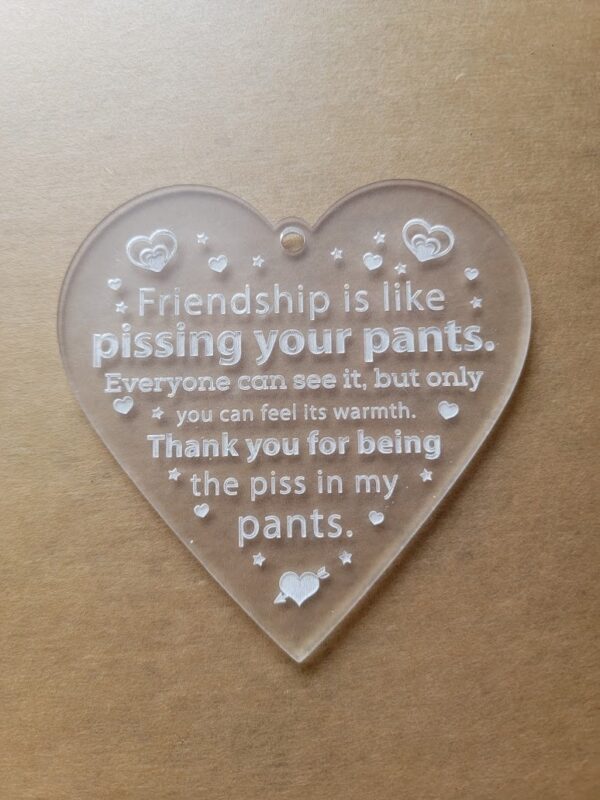 Friendship Pissing Your Pants Christmas Ornament, Funny Valentine Present, Pissing Pants Gag Gift, Christmas Heart Decoration, Holiday Gift - Image 8