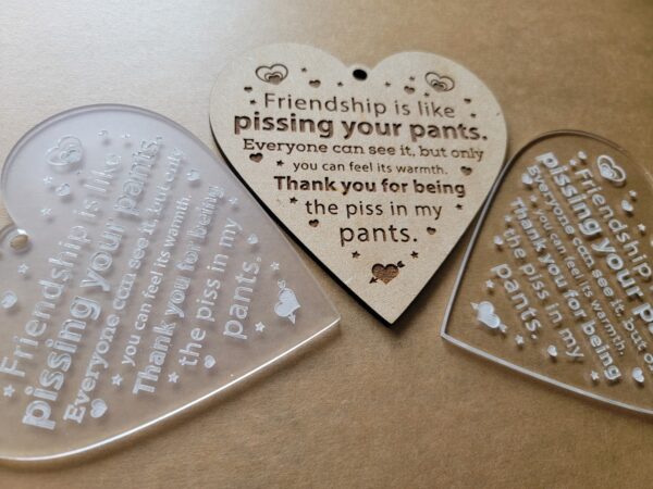 Friendship Pissing Your Pants Christmas Ornament, Funny Valentine Present, Pissing Pants Gag Gift, Christmas Heart Decoration, Holiday Gift - Image 3