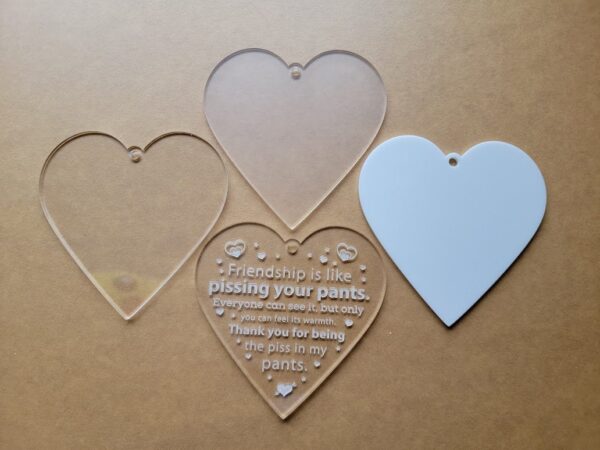 Wholesale Friendship Pissing Your Pants Blank Ornament, Funny Valentine Present, Christmas Pissing Pants Gag Gift, Holiday Heart Decoration - Image 2