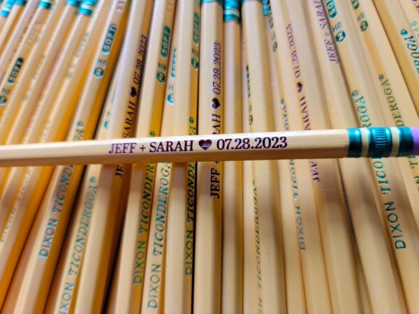 Wedding & Anniversary Personalized Engraved Pencil, Custom Ticonderoga #2, Teacher Wedding Favor, Marriage Date Gift, Husband Wife Pencils - Image 3