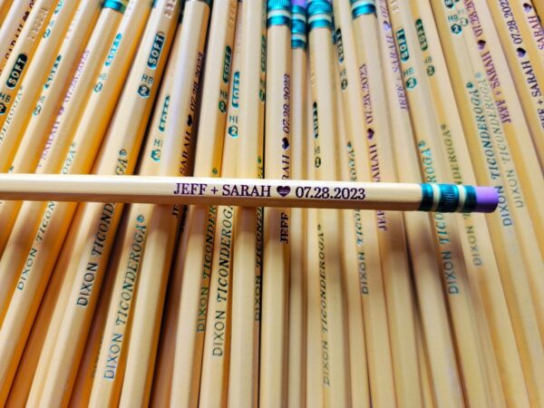 Wedding & Anniversary Personalized Engraved Pencil, Custom Ticonderoga #2, Teacher Wedding Favor, Marriage Date Gift, Husband Wife Pencils - Image 4