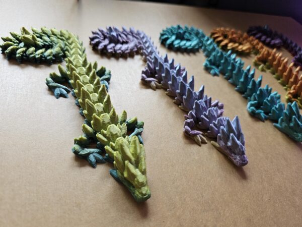 Articulated Gemstone Dragon, Fidget Toy, Children Gift, Desk Stress Decor, 3D Printed Rainbow Animal, Kid Birthday Present, Cinderwing3D