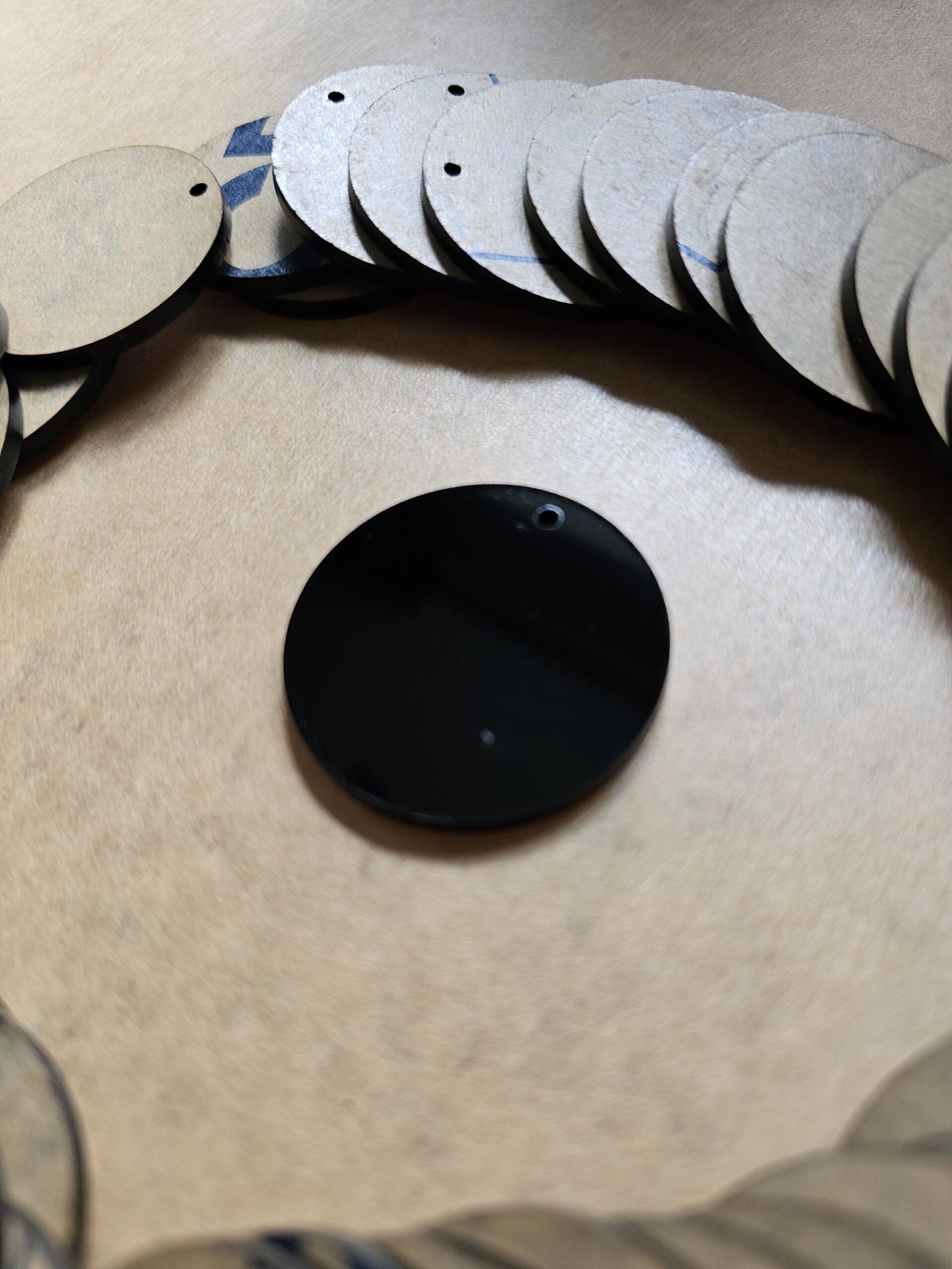 36x Black Acrylic Circle Blanks w/ hole, Custom Keychain Blank, Cast Acrylic Badge Reel, Personalize DIY, Sublimation Plastic, Craft Supply - Image 5